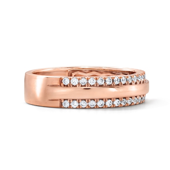 1/3 CT. T.w. Pavé-Set Lab-Grown Diamond Edge Anniversary Band in 10K Rose Gold (F/Vs2)