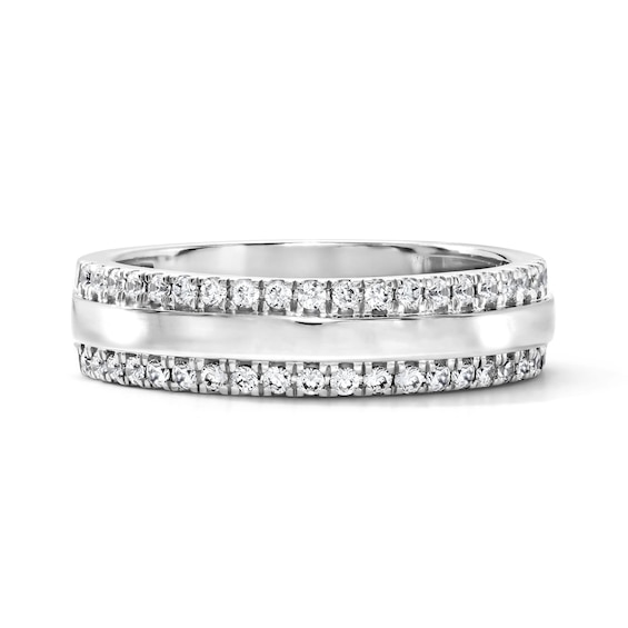 1/3 CT. T.w. Pavé-Set Lab-Grown Diamond Edge Anniversary Band in 10K White Gold (F/Vs2)