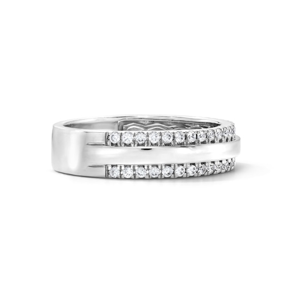 1/3 CT. T.w. Pavé-Set Lab-Grown Diamond Edge Anniversary Band in 10K White Gold (F/Vs2)