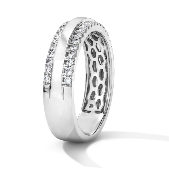 1/3 CT. T.w. Pavé-Set Lab-Grown Diamond Edge Anniversary Band in 10K White Gold (F/Vs2)