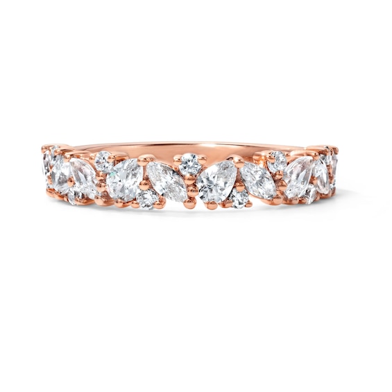 1 CT. T.w. Pear-Shaped and Marquise-Cut Lab-Grown Diamond Anniversary Band in 10K Rose Gold (F/Vs2)