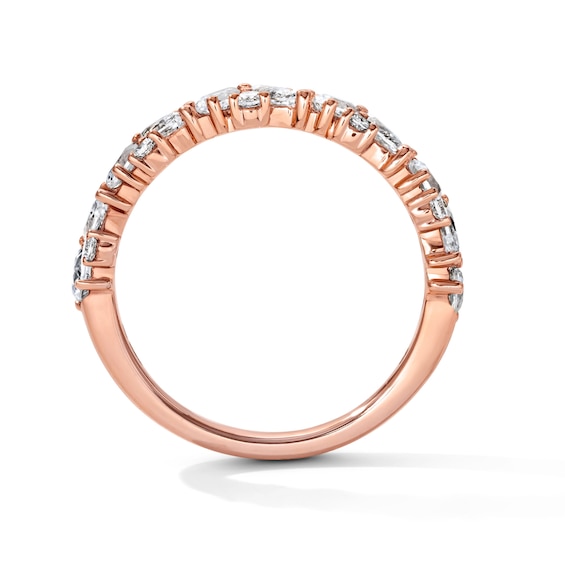 1 CT. T.w. Pear-Shaped and Marquise-Cut Lab-Grown Diamond Anniversary Band in 10K Rose Gold (F/Vs2)