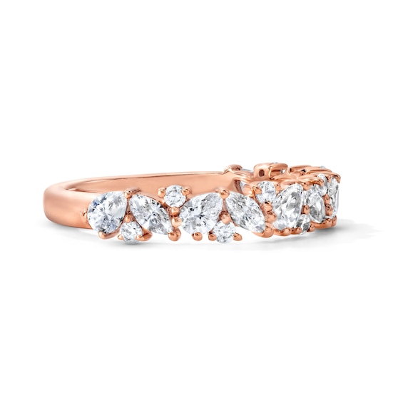 1 CT. T.w. Pear-Shaped and Marquise-Cut Lab-Grown Diamond Anniversary Band in 10K Rose Gold (F/Vs2)