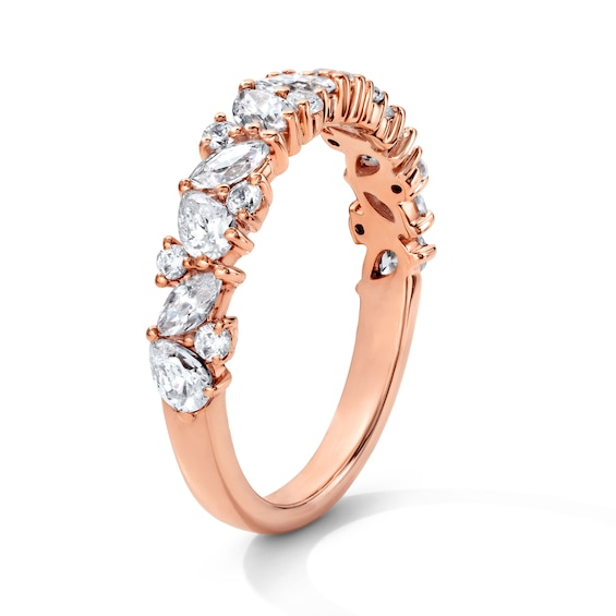 1 CT. T.w. Pear-Shaped and Marquise-Cut Lab-Grown Diamond Anniversary Band in 10K Rose Gold (F/Vs2)