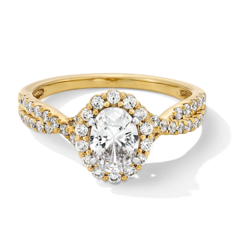 Main Image 1 of Classic Symphony 1 CT. T.W. Oval Certified Diamond Frame Engagement Ring in 14K Gold (F/SI2)
