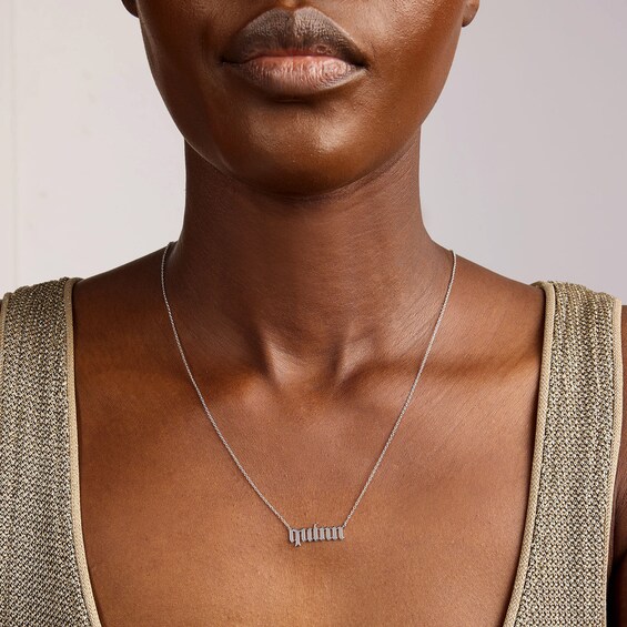 Gothic Font Name Necklace in Sterling Silver (1 Name) - 18"