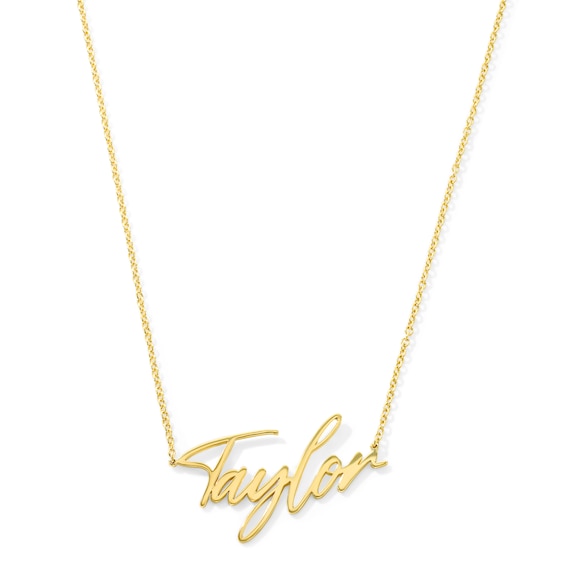 Handwriting Script Name Necklace in 10K or 14K White, Yellow, or Rose Gold (1 Name) - 18"