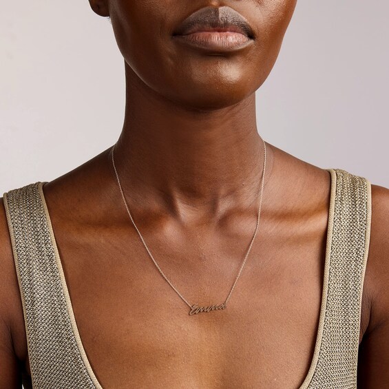 Handwriting Script Name Necklace in Sterling Silver with 14K Yellow or 14K Rose Gold Plate (1 Name) - 18"