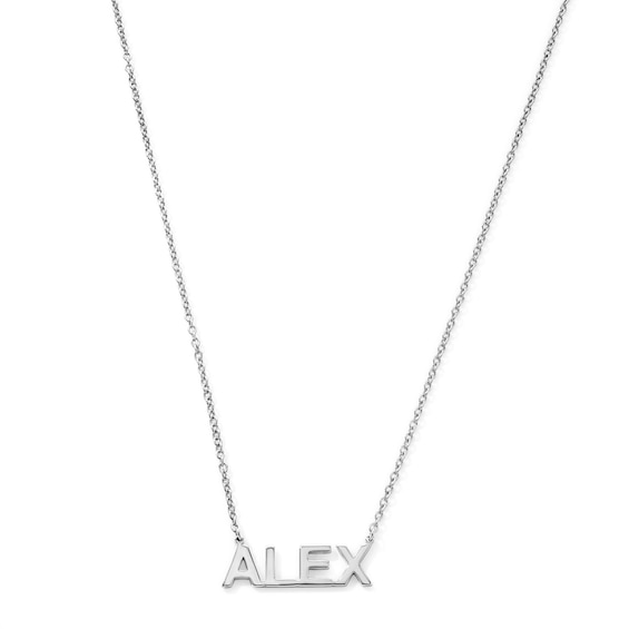 Block Letter Name Necklace in Sterling Silver (1 Name) - 18"