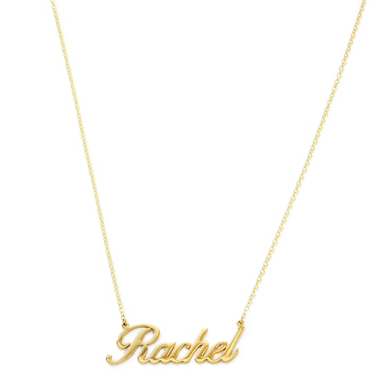 Script Name Necklace in Sterling Silver with 14K Yellow or 14K Rose Gold Plate (1 Name) - 18"