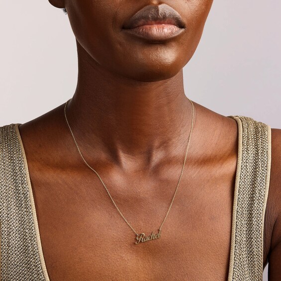 Script Name Necklace in Sterling Silver with 14K Yellow or 14K Rose Gold Plate (1 Name) - 18"