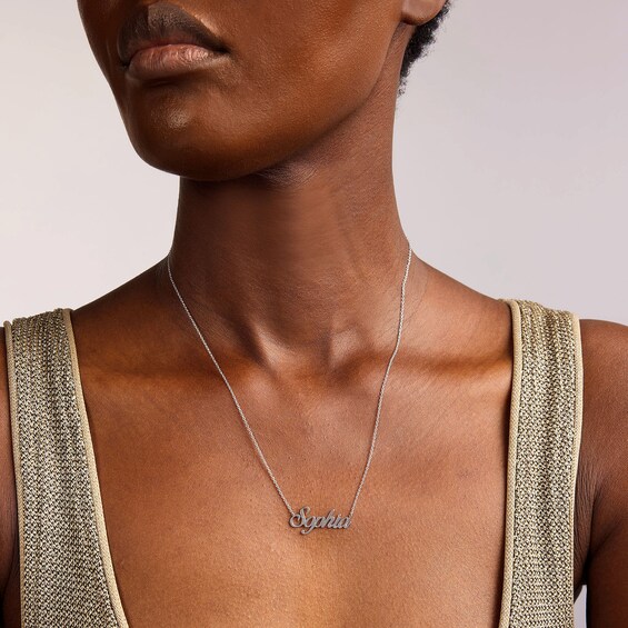 Script Name Necklace in Sterling Silver (1 Name) - 18"
