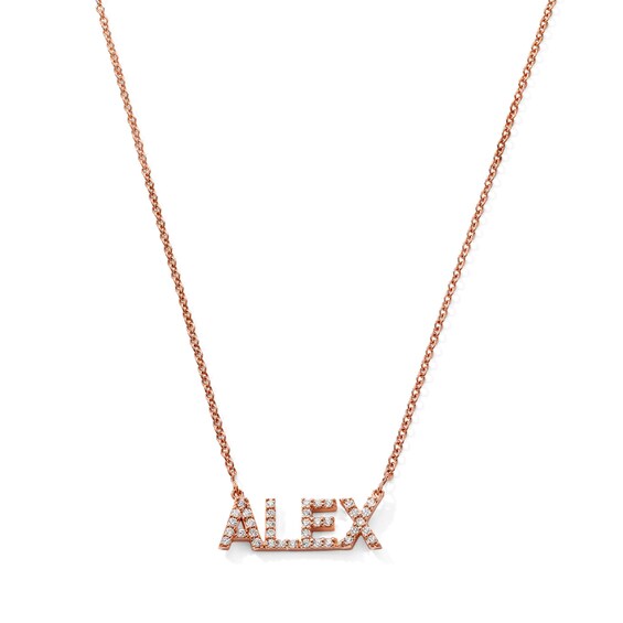 1/3 CT. T.w. Lab-Grown Diamond Block Letter Name Necklace in 10K or 14K White, Yellow, or Rose Gold (F/Vs) - 1 Name