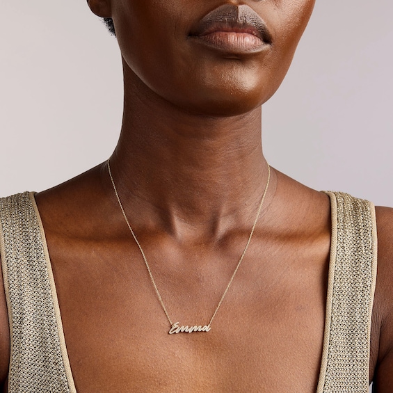 1/3 CT. T.w. Lab-Grown Diamond Script Name Necklace in Sterling Silver with 14K Gold Plate (F/Vs) - 1 Name