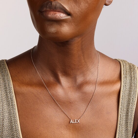 1/3 CT. T.w. Diamond Pavé Name Necklace in Sterling Silver with 14K Gold Plate (1 Name) - 18"