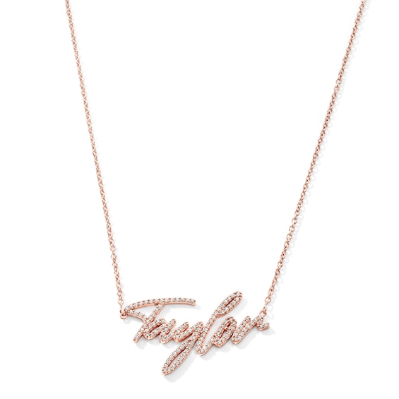 1/3 CT. T.w. Lab-Grown Diamond Script Name Necklace in 10K or 14K White, Yellow, or Rose Gold (H/Si) - 1 Name