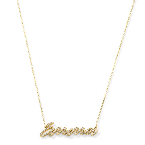 1/3 CT. T.w. Lab-Grown Diamond Script Name Necklace in Sterling Silver with 14K Gold Plate (H/Si) - 1 Name