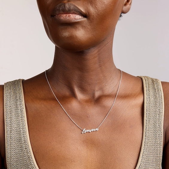 1/3 CT. T.w. Lab-Grown Diamond Script Name Necklace in Sterling Silver (H/Si) - 1 Name