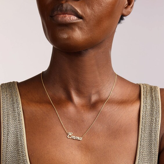 1/5 CT. T.w. Lab-Grown Diamond Script Name Necklace in 10K or 14K White, Yellow, or Rose Gold (H/Si) - 1 Name