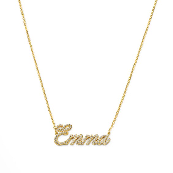 1/5 CT. T.w. Diamond Pavé Name Necklace in Sterling Silver with 14K Gold Plate (1 Name) - 18"