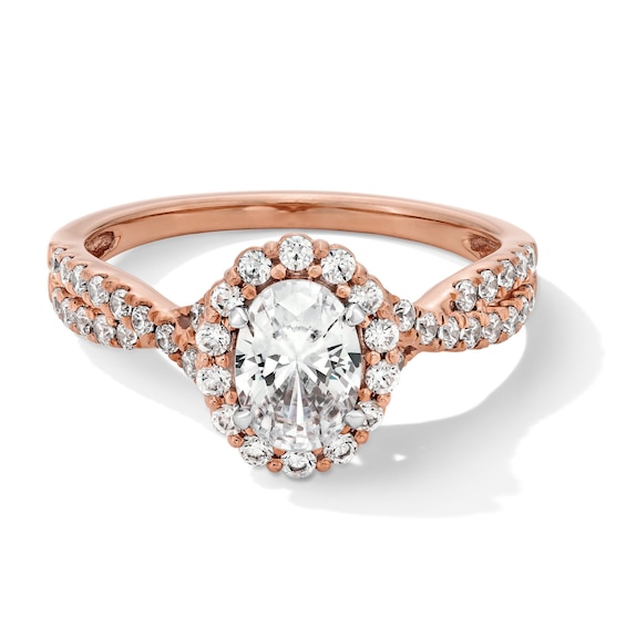 Classic Symphony 1 CT. T.w. Oval Certified Diamond Frame Engagement Ring in 14K Rose Gold (I/I1)