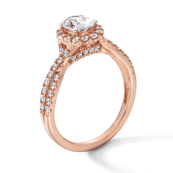 Classic Symphony 1 CT. T.w. Oval Certified Diamond Frame Engagement Ring in 14K Rose Gold (I/I1)