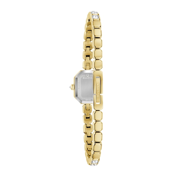 Ladies' Bulova Crystal Quartz Gold-Tone Stainless Steel Watch and Tennis Bracelet Set (Model: 98X145)