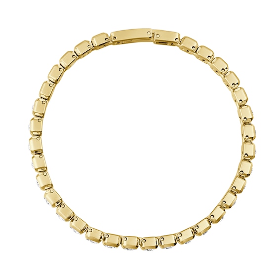 Ladies' Bulova Crystal Quartz Gold-Tone Stainless Steel Watch and Tennis Bracelet Set (Model: 98X145)