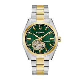 Men's Bulova Surveyor Automatic Two-Tone IP Stainless Steel Watch with Green Dial (Model: 98A338)