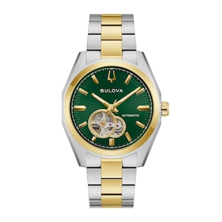 Men's Bulova Surveyor Automatic Two-Tone IP Stainless Steel Watch with Green Dial (Model: 98A338)