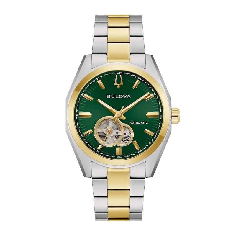 Main Image 1 of Men's Bulova Surveyor Automatic Two-Tone IP Stainless Steel Watch with Green Dial (Model: 98A338)