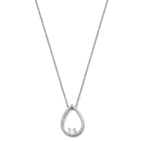 1/3 CT. T.W. Lab-Grown Diamond Teardrop Frame Necklace in Sterling Silver (F/SI2) - 18"