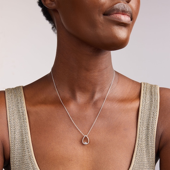1/3 CT. T.w. Lab-Grown Diamond Teardrop Frame Necklace in Sterling Silver (F/Si2) - 18"