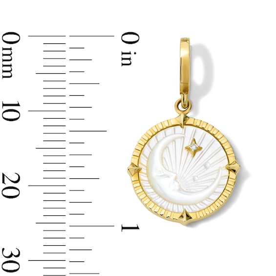 Mother of Pearl and Lab-Grown Diamond Accent Moon and Star Necklace Charm in Sterling Silver with 18K Gold Plate