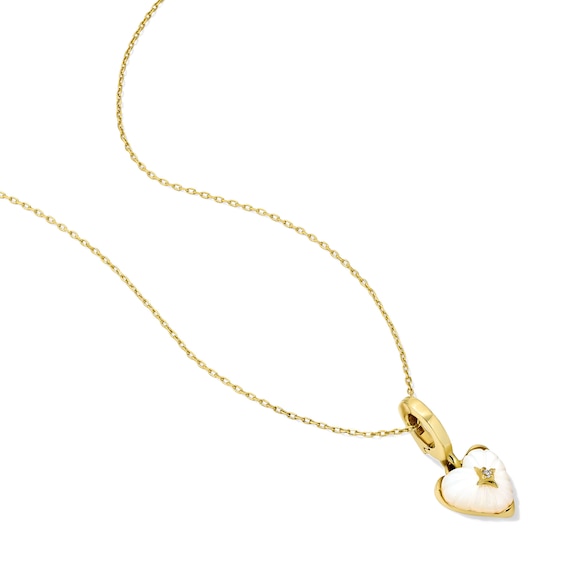 Mother of Pearl and Lab-Grown Diamond Accent Heart Necklace Charm in Sterling Silver with 18K Gold Plate