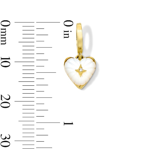 Mother of Pearl and Lab-Grown Diamond Accent Heart Necklace Charm in Sterling Silver with 18K Gold Plate