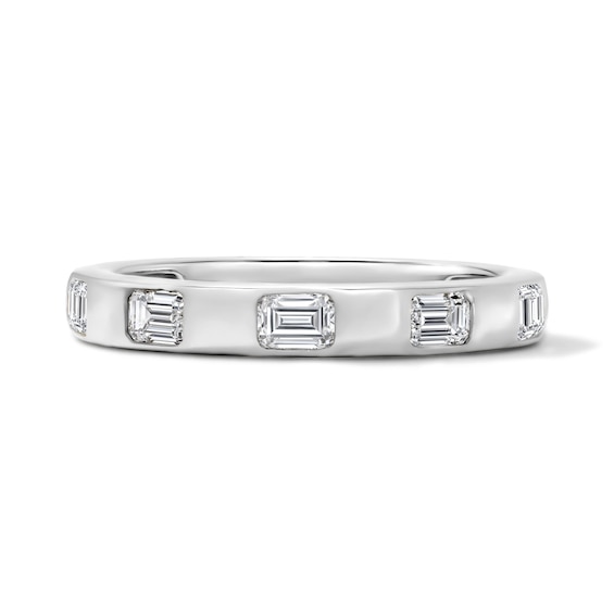 1/2 CT. T.w. Emerald-Cut Lab-Grown Diamond Flush-Set Anniversary Band in 10K White Gold (F/Vs2)