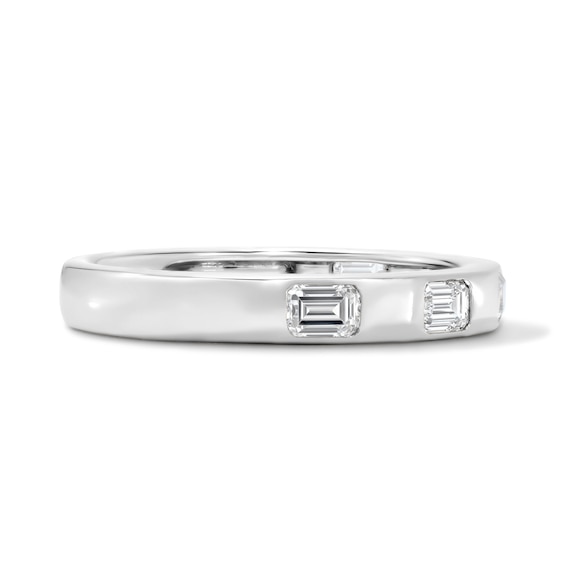 1/2 CT. T.w. Emerald-Cut Lab-Grown Diamond Flush-Set Anniversary Band in 10K White Gold (F/Vs2)