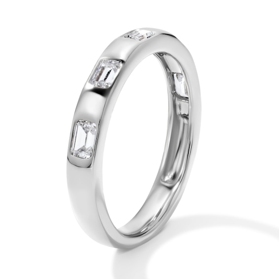 1/2 CT. T.w. Emerald-Cut Lab-Grown Diamond Flush-Set Anniversary Band in 10K White Gold (F/Vs2)