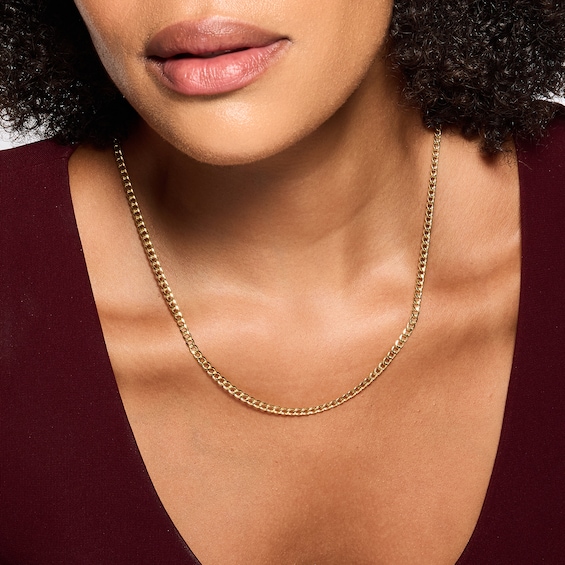 4.0mm Curb Chain Necklace in Hollow 10K Gold - 20"