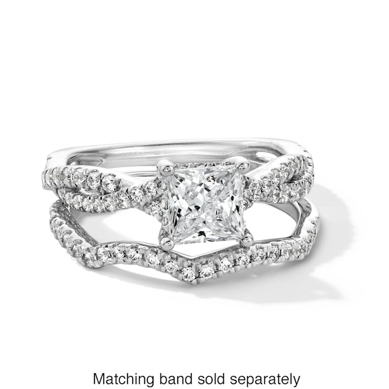 1-3/8 CT. T.w. Certified Princess-Cut Diamond Twist Shank Engagement Ring in Platinum (I/I1)