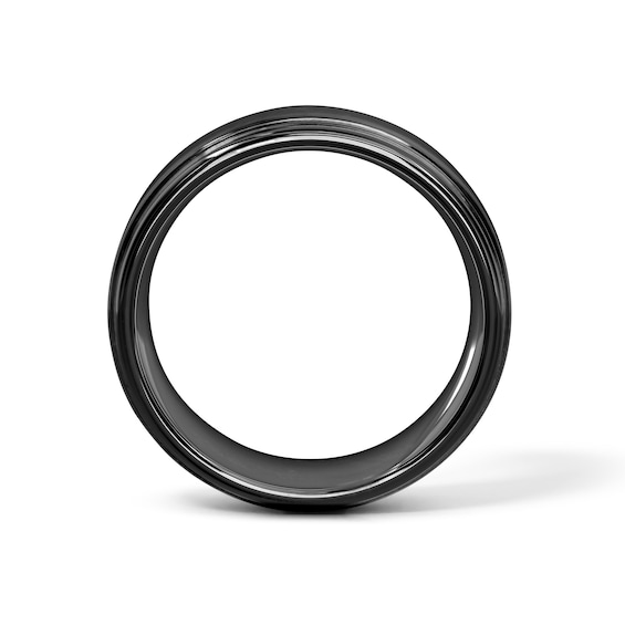 9.0mm Brushed Wedding Band in Titanium with Black Ion Plate