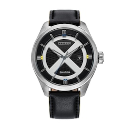 Men's Marvel x Citizen Eco-Drive® X-Men Stainless Steel Watch with Black Leather Strap Model: AW5007-17W)
