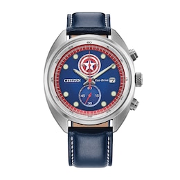 Men's Marvel x Citizen Eco-Drive® Captain America 85th Anniversary Chronograph Watch Box Set (Model: CA7046-46W)
