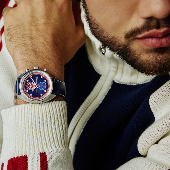 Men's Marvel x Citizen Eco-Drive® Captain America 85th Anniversary Chronograph Watch Box Set (Model: Ca7046-46W)