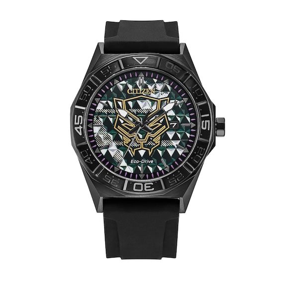 Men's Marvel x Citizen Eco-Drive® Black Panther 60th Anniversary Black IP Stainless Steel Watch (Model: Aw1858-03W)