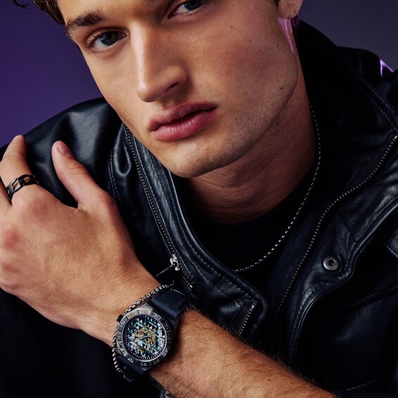 Men's Marvel x Citizen Eco-Drive® Black Panther 60th Anniversary Black IP Stainless Steel Watch (Model: Aw1858-03W)