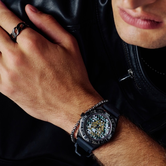 Men's Marvel x Citizen Eco-Drive® Black Panther 60th Anniversary Black IP Stainless Steel Watch (Model: Aw1858-03W)