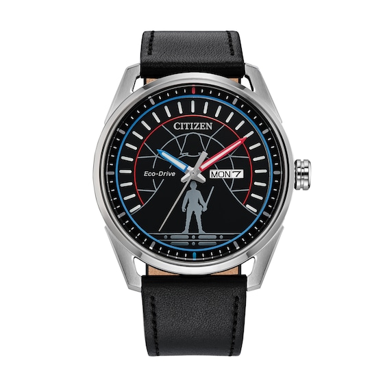 Men's Star Wars™ x Citizen Eco-Drive® Duel 2.0 Stainless Steel Watch with Black Leather Strap (Model: Aw0160-09W)