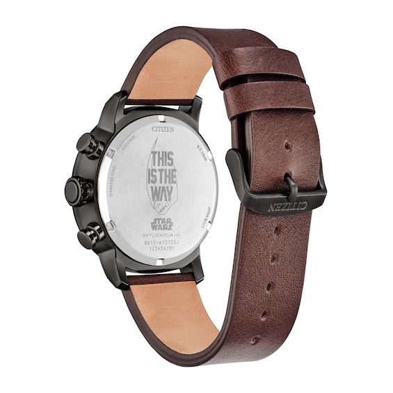 Men's Star Wars™ x Citizen Eco-Drive® Mandalorian Black IP Stainless Steel Chronograph Watch (Model: Ca0857-09W)